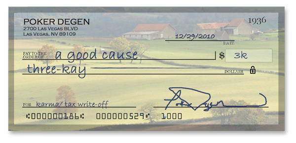 Cheque-Raising for Charity Poker Donation Drive